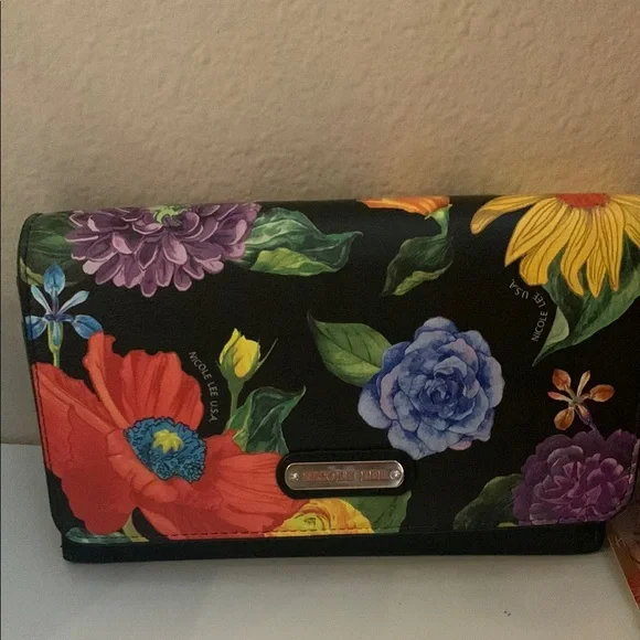 Nicole Lee Black Crossbody Floral Wallet - Picture 3 of 6